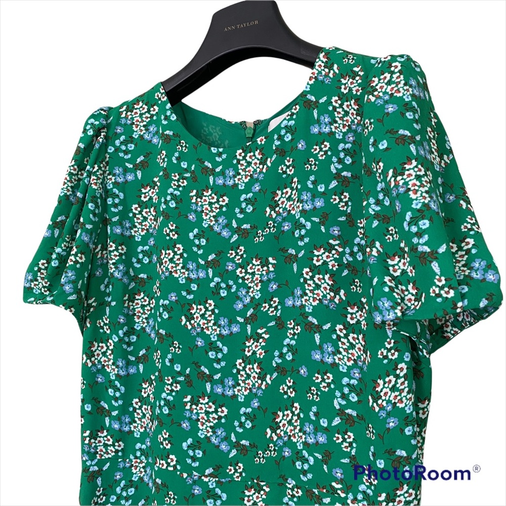 🌟HP!🌟 LOFT Green Buttercup Puff Sleeve Dress Sz 6P - Picture 4 of 10